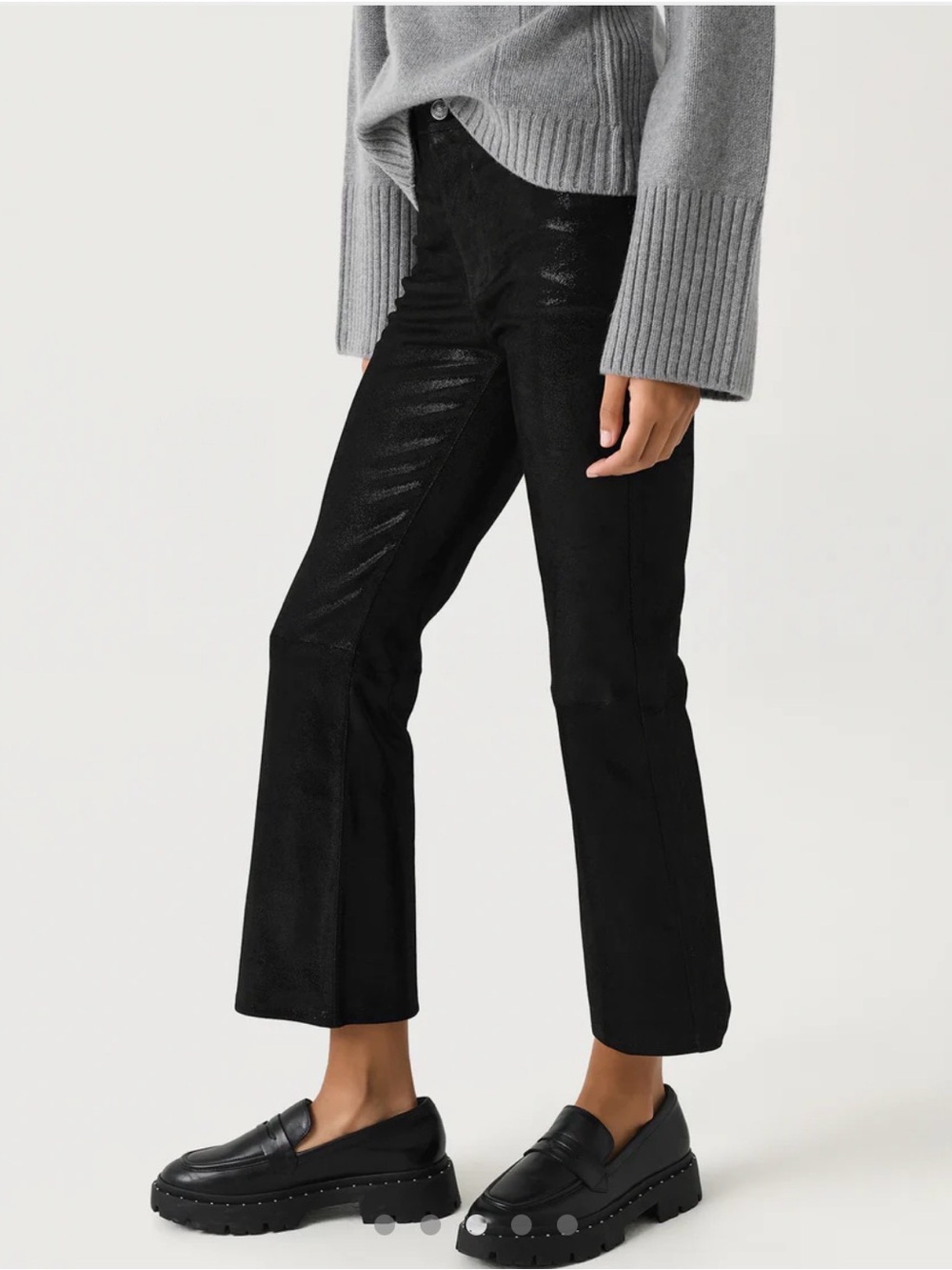 Frame Denim Black Le Crop Mini Boot Leather Pants - Picture 2 of 11